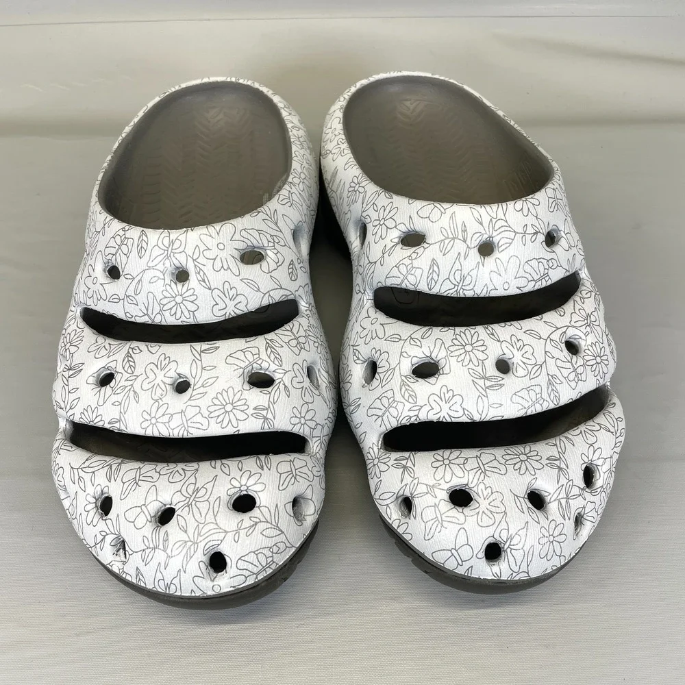 Keen Yogui Arts Clogs Womens Size 9 Hawaii Flower White Floral Slip On Shoes